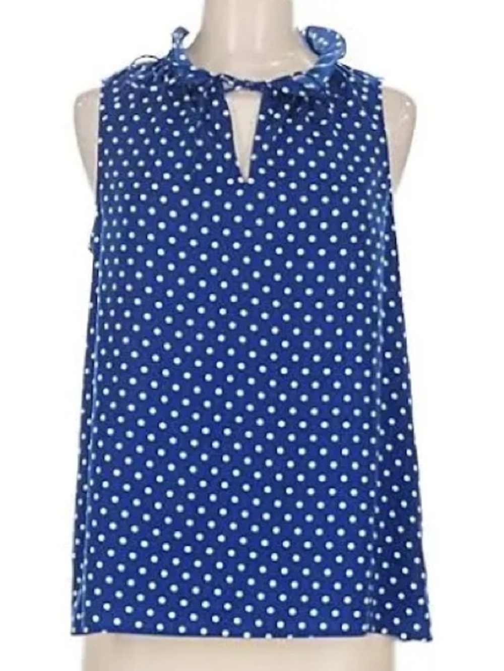J. Crew Royal Blue Polka Dot Sleeveless Blouse